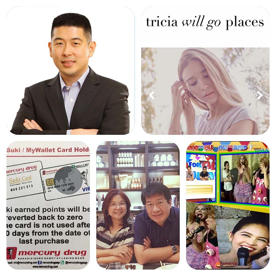 Clockwise: Edgar Sia, Tricia Gosingtian, Eat Bulaga, Chiqui Escareal-Go, Mercury Drug's Suki Card