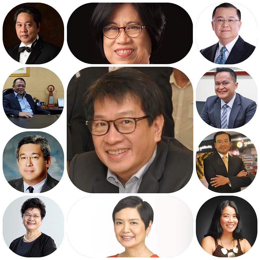 Clockwise: Ronald Mascarinas, Teresita Herbosa, Edwin Bautista, Chay Cruel, Richard Yee, Joy Santos, Robina Gokongwei-Pe, Flor Tarriela, James Matti, Nic Lim